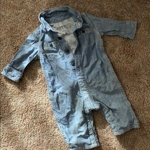 Gap baby denim lined romper 3-6mths
